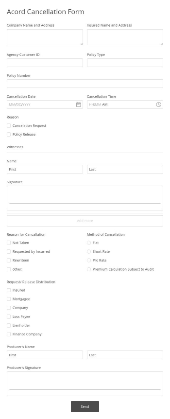 Free Forms Acord Cancellation Form
