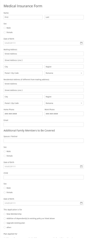 Free Forms Medical Insurance Form
